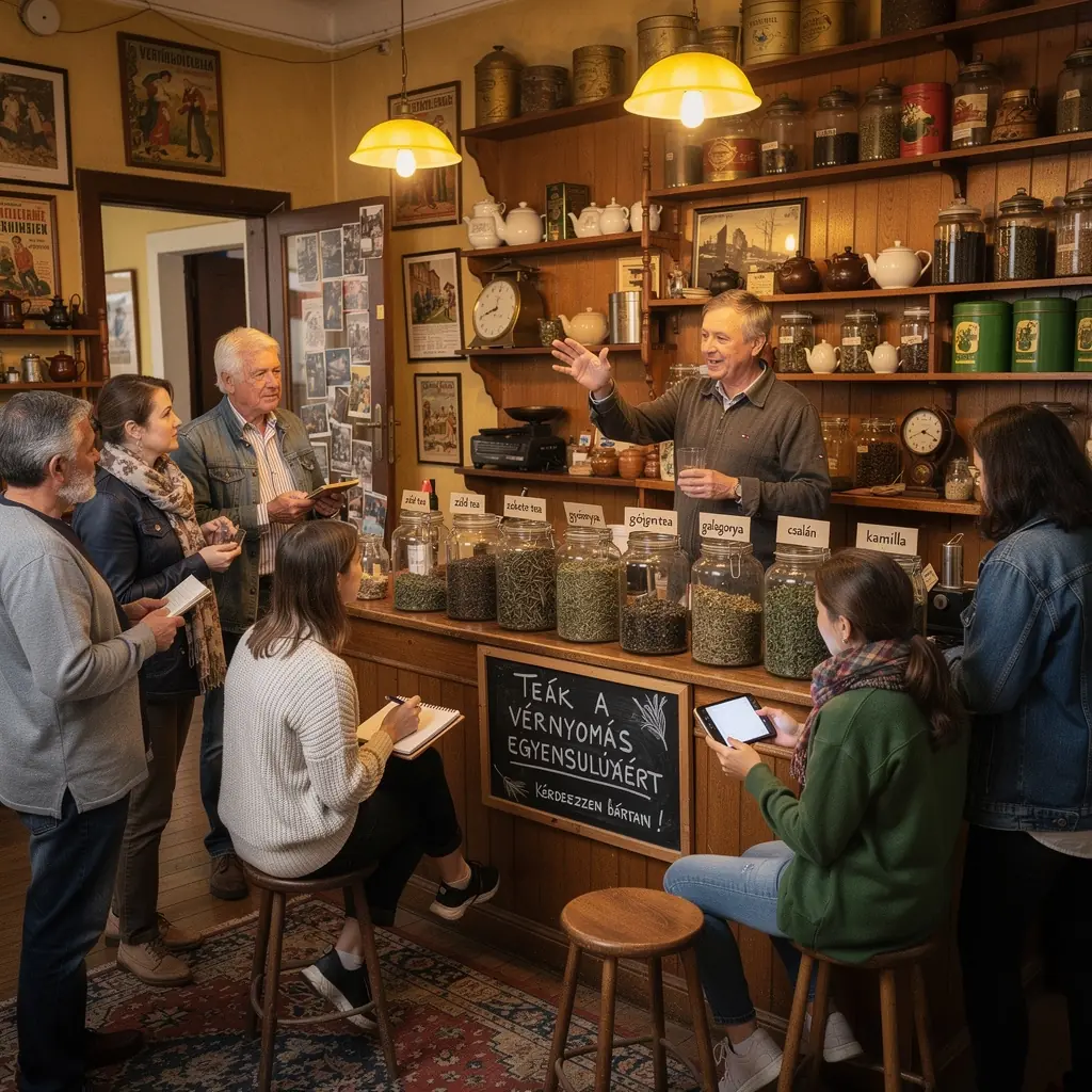 Egy szép teáskanál, mellette egy csésze friss gyümölcstea, amely hozzájárul a szív egészségéhez.